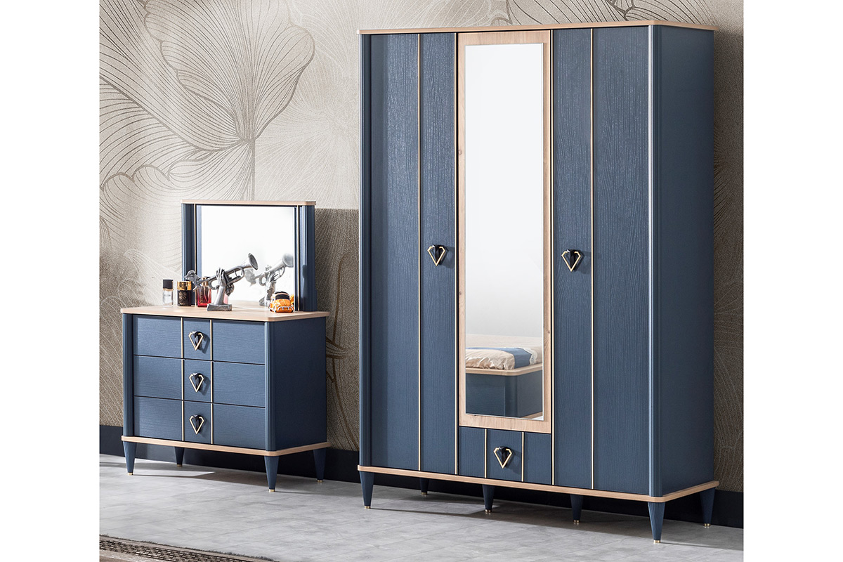 FLORYA  211  Kleiderschrank  mit 3 Türen  bleu 