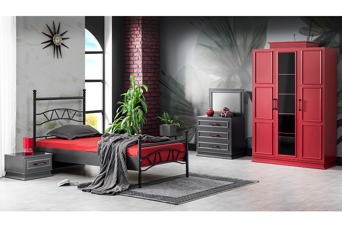 MOTTO T551    Kleiderschrank  3 TÜREN  ROT
